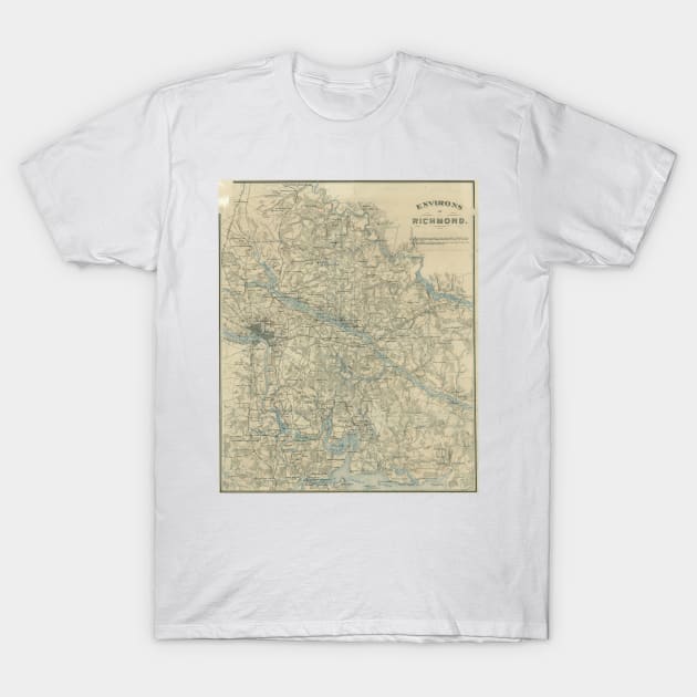 Vintage Map of The Richmond Virginia Area (1864) T-Shirt by Bravuramedia